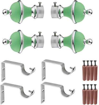 GRIVAN Green Rod Rail Bracket, Curtain Knobs, Curtain Hooks Metal(Pack of 4)