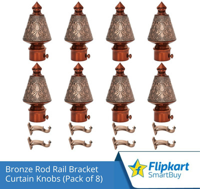 Flipkart SmartBuy Brown Curtain Knobs, Rod Rail Bracket Metal(Pack of 8)