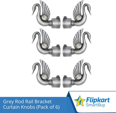 Flipkart SmartBuy Grey Curtain Knobs, Rod Rail Bracket Metal(Pack of 6)