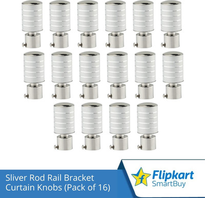 Flipkart SmartBuy Silver Curtain Knobs, Rod Rail Bracket Metal(Pack of 16)