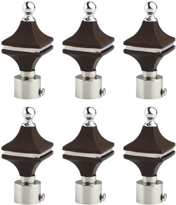 ZYREX Black Rod Rail Bracket, Curtain Knobs Metal(Pack of 6)