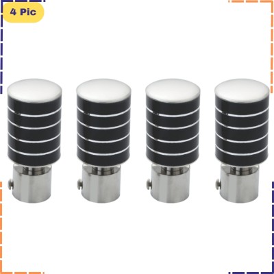 ZAPEX Black, Silver Curtain Knobs, Rod Rail Bracket Metal(Pack of 4)