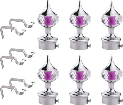 Ghar Sajaawat Pink, Silver Curtain Knobs, Curtain Rods, Rod Rail Bracket Metal(Pack of 12)