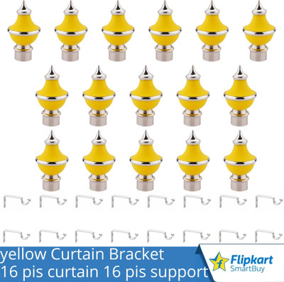 Flipkart SmartBuy Yellow Curtain Knobs, Rod Rail Bracket Metal(Pack of 16)