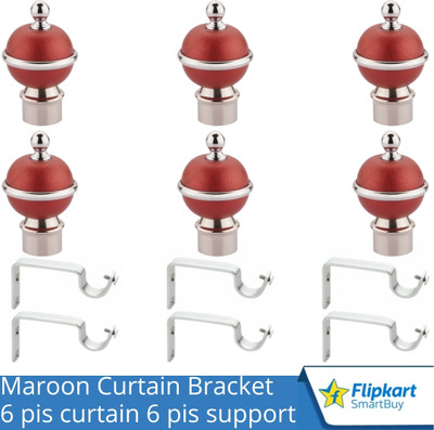 Flipkart SmartBuy Maroon Curtain Knobs, Rod Rail Bracket Metal(Pack of 6)