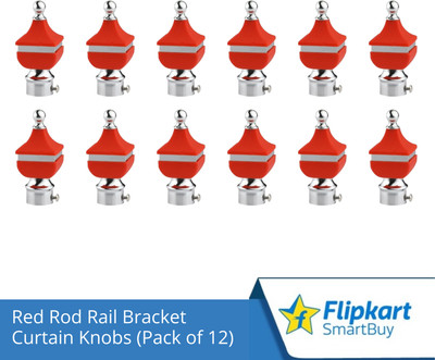 Flipkart SmartBuy Red Curtain Knobs, Rod Rail Bracket Metal(Pack of 12)