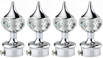HELENSON Silver Curtain Knobs, Rod Rail Bracket Metal(Pack of 4)