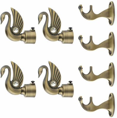 GLOXY Gold Rod Rail Bracket, Curtain Knobs, Curtain Hooks, Curtain Rods Metal(Pack of 4)
