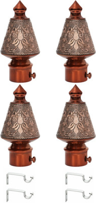 ZAPEX Brown Curtain Knobs, Rod Rail Bracket Metal(Pack of 4)