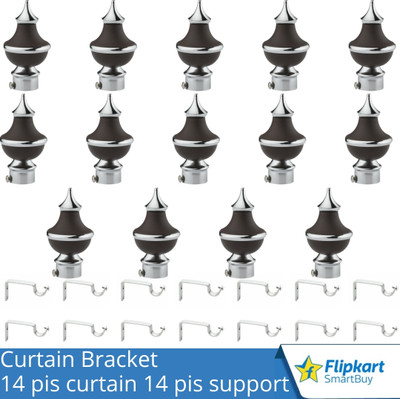 Flipkart SmartBuy Brown Curtain Knobs, Rod Rail Bracket Metal(Pack of 14)