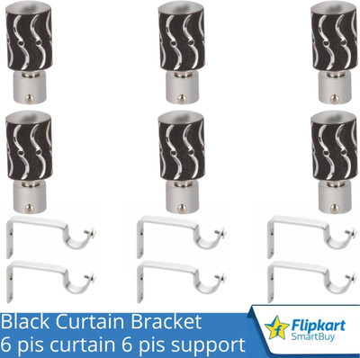 Flipkart SmartBuy Black Curtain Knobs, Rod Rail Bracket Metal(Pack of 6)