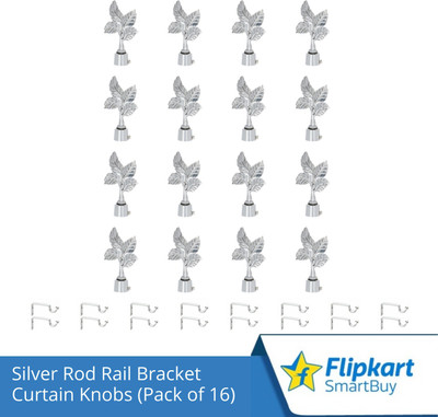 Flipkart SmartBuy Silver Curtain Knobs, Rod Rail Bracket Metal(Pack of 16)