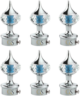 Ghar Sajaawat Silver, Light Blue Curtain Knobs, Rod Rail Bracket Metal(Pack of 6)
