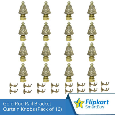 Flipkart SmartBuy Gold Curtain Knobs, Rod Rail Bracket Metal(Pack of 16)