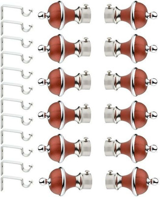 Easyhome Silver, Maroon Rod Rail Bracket, Curtain Knobs Metal(Pack of 24)