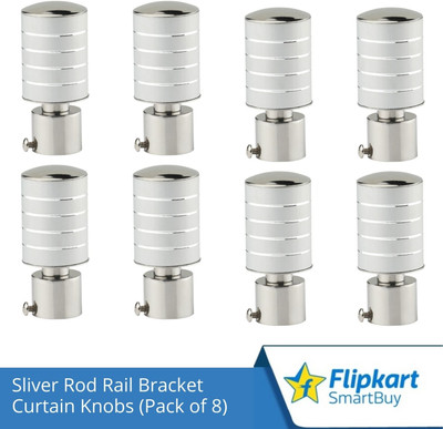 Flipkart SmartBuy Silver Curtain Knobs, Rod Rail Bracket Metal(Pack of 8)