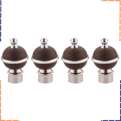 ZAPEX Brown Rod Rail Bracket, Curtain Knobs Metal(Pack of 4)