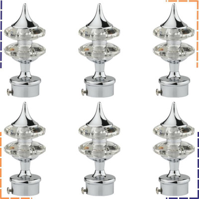 ZAPEX Silver Curtain Knobs, Rod Rail Bracket Metal(Pack of 6)