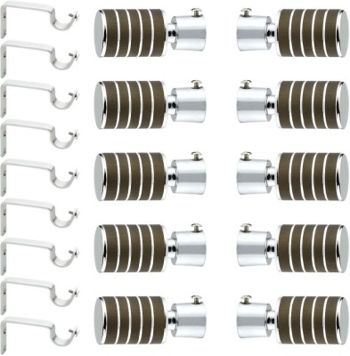 GLOXY Brown Rod Rail Bracket, Curtain Knobs, Curtain Hooks, Curtain Rods Metal(Pack of 20)