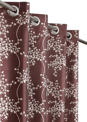 MbsHandloom 274.32 cm (9 ft) Long Door Polyester Room Darkening Curtain (Pack Of 2)(Brown, Printed)