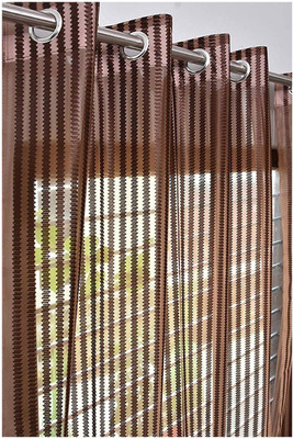 Saanvi Creations 213 cm (7 ft) Door Net Semi Transparent Curtain (Pack Of 2)(Brown, Self Design)