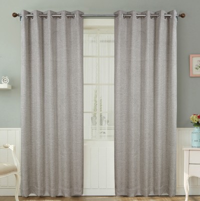 Freshfromloom 274 cm (9 ft) Polyester Room Darkening Long Door Curtain (Pack Of 2)(Plain, Creamish-Brown)