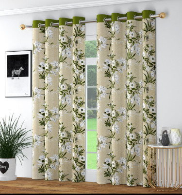 Waco creation 274 cm (9 ft) Long Door Polyester Blackout Curtain (Pack Of 2)(Green Multi, Floral)