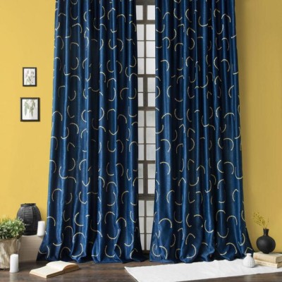 Fashion Point 214 cm (7 ft) Polyester Room Darkening Door Curtain (Pack Of 2)(Printed, Blue)