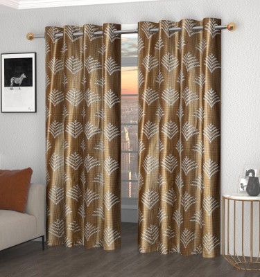 Loof Klapper 153 cm (5 ft) Polyester Semi Transparent Window Curtain (Pack Of 2)(Printed, Brown)