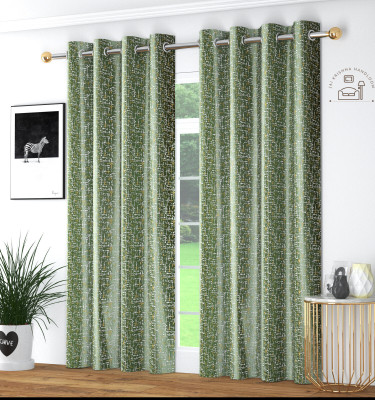 Jai krishna 152 cm (5 ft) Polyester Room Darkening Window Curtain (Pack Of 2)(Printed, Green)
