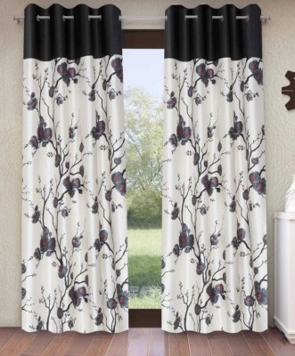 smf 152 cm (5 ft) Polyester Semi Transparent Window Curtain (Pack Of 2)(Floral, Floral-Grey)