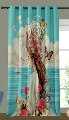 BEST FAB 154 cm (5 ft) Window Polyester Room Darkening Curtain Single Curtain(Yellow, Floral)