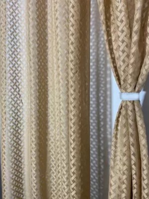 Textile throve 212 cm (7 ft) Polyester Semi Transparent Door Curtain (Pack Of 2)(Checkered, GOLDEN)
