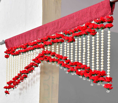 MK Creative Store 60.96 cm (2 ft) Door Silk Semi Transparent Curtain Single Curtain(Red, Solid)