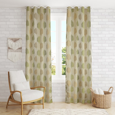 Fresh from Loom 275 cm (9 ft) Long Door Polyester Room Darkening Curtain (Pack Of 2)(Green, Floral)