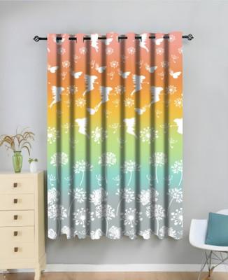 IDV 154 cm (5 ft) Window Polyester Room Darkening Curtain Single Curtain(White, Printed)