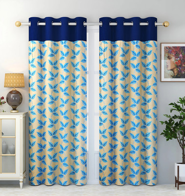 KALASHREEHOMZ 275 cm (9 ft) Long Door Polyester Room Darkening Curtain (Pack Of 2)(Brown, Blue, Printed)