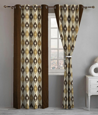 Lunar Days 274 cm (9 ft) Long Door Polyester Room Darkening Curtain (Pack Of 2)(Brown, Floral)