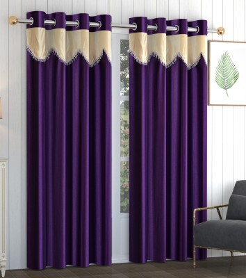 FABDRAPE 243.84 cm (8 ft) Polyester Room Darkening Shower Curtain (Pack Of 2)(Self Design, Purple)