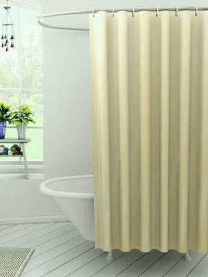 Paaroots 213 cm (7 ft) PVC Semi Transparent Shower Curtain Single Curtain(Solid, Cream)