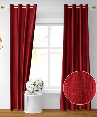 Galaxy Home Decor 182 cm (6 ft) Shower Polyester Room Darkening Curtain (Pack Of 2)(Maroon, Solid)