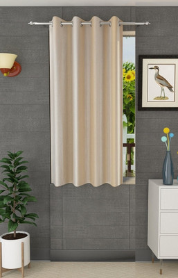 Panipat Textile Hub 152.4 cm (5 ft) Polyester Semi Transparent Window Curtain Single Curtain(Solid, Beige)
