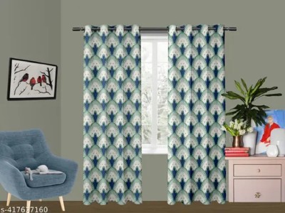 p23 214 cm (7 ft) Polyester Room Darkening Door Curtain Single Curtain(Floral, Green)