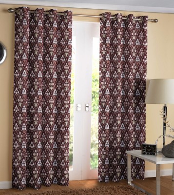Jiyansh Décor 272 cm (9 ft) Polyester Room Darkening Long Door Curtain (Pack Of 2)(Printed, BROWN Leaf (patii))