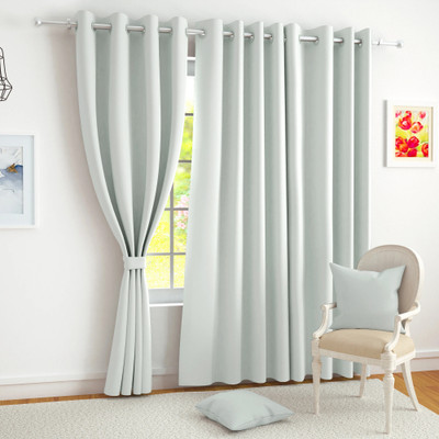 Story@home 152 cm (5 ft) Polyester, Silk Blackout Window Curtain Single Curtain(Solid, Grey)