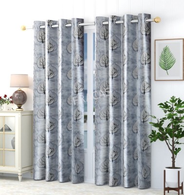 Fracas 274 cm (9 ft) Polyester Room Darkening Long Door Curtain (Pack Of 2)(Printed, Silver)