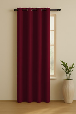 LINENWALAS 213.36 cm (7 ft) Polyester Blackout Door Curtain Single Curtain(Solid, Maroon)