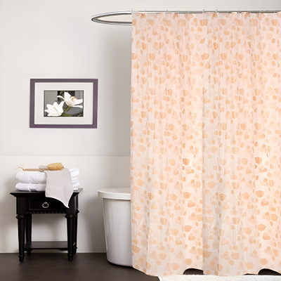 SHAVIN 210 cm (7 ft) Door PVC Room Darkening Curtain Single Curtain(Orange, White, Floral, Printed)