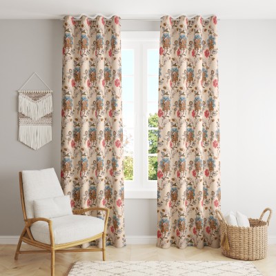CHICERY 152.4 cm (5 ft) Cotton Room Darkening Window Curtain (Pack Of 2)(Printed, Sky Flower)