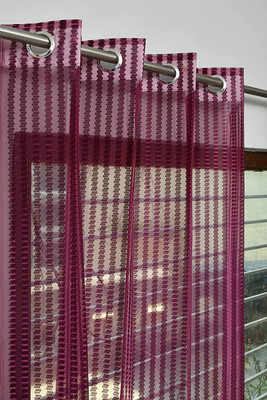 sddfabrics 213 cm (7 ft) Door Polyester Semi Transparent Curtain (Pack Of 2)(Maroon, Abstract)